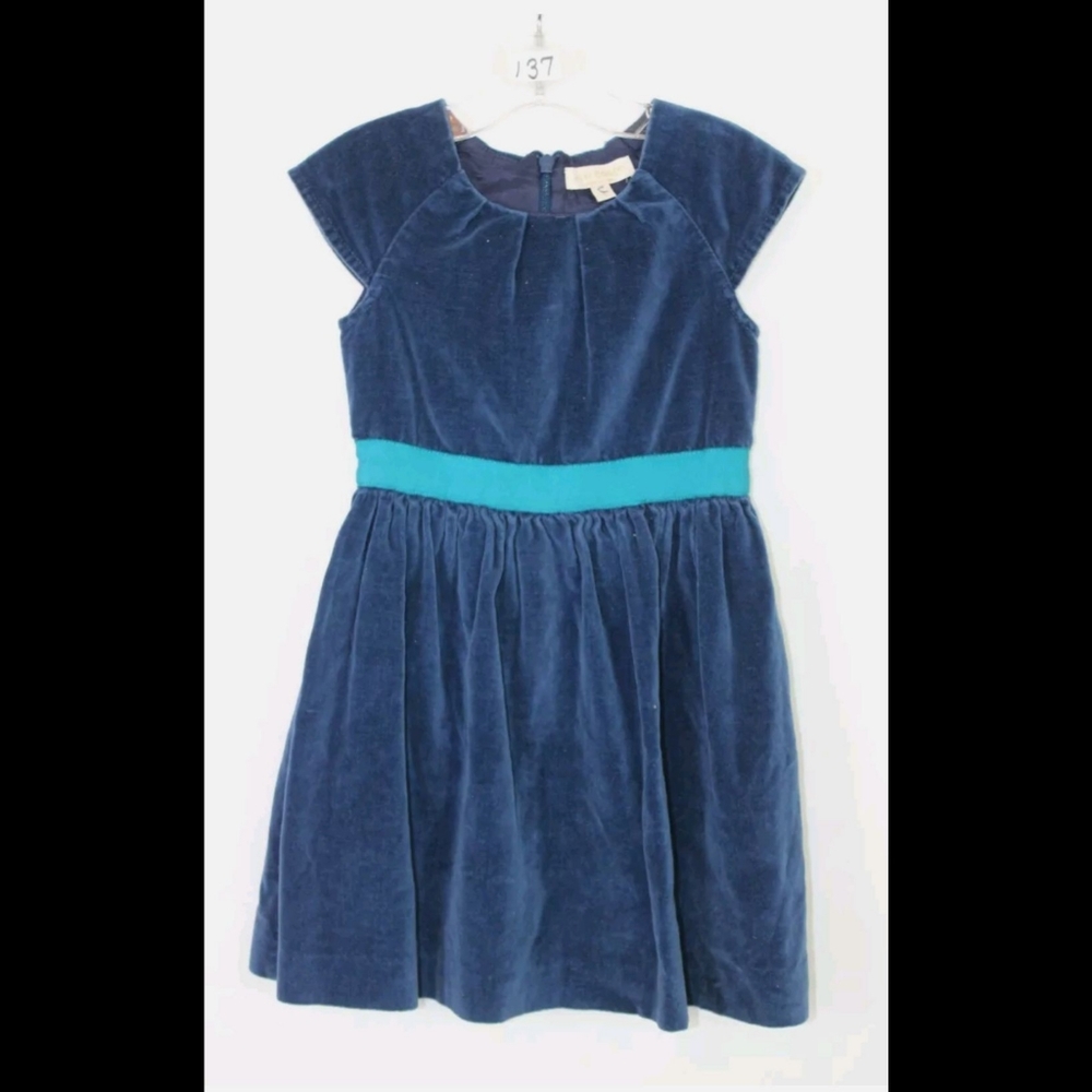 MINI BODEN 3/4 BLUE VELVET DRESS